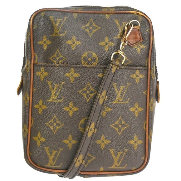 Authentic LOUIS VUITTON Danube Shoulder Bag Monogram Leather Brown - Picture 1 of 16